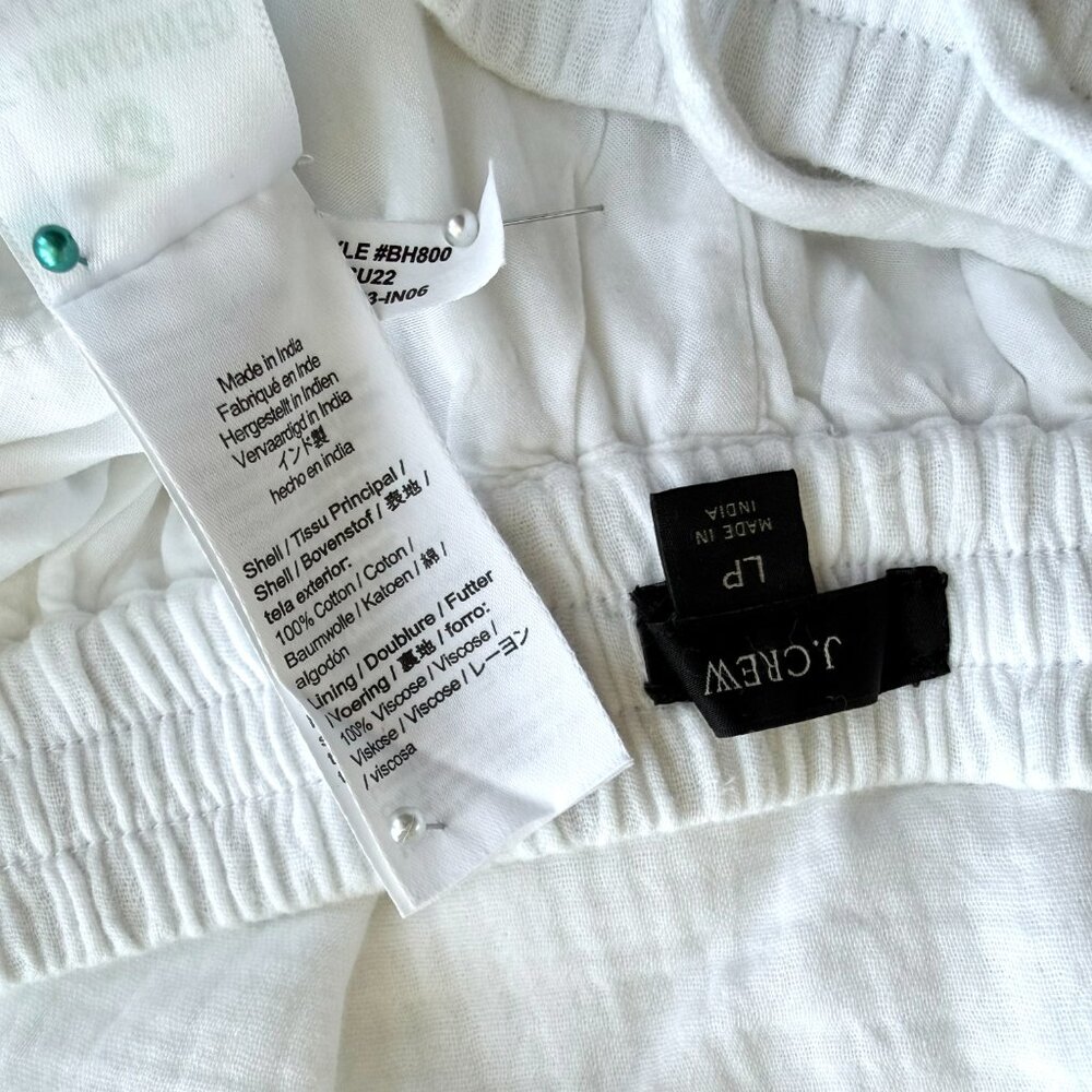 J. Crew Pants Cotton Gauze White Petite (LP) - Picture 4 of 6